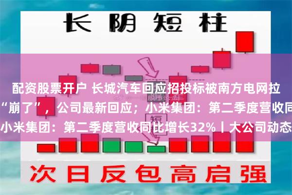 配资股票开户 长城汽车回应招投标被南方电网拉黑；WPS、钉钉文档“崩了”，公司最新回应；小米集团：第二季度营收同比增长32%丨大公司动态