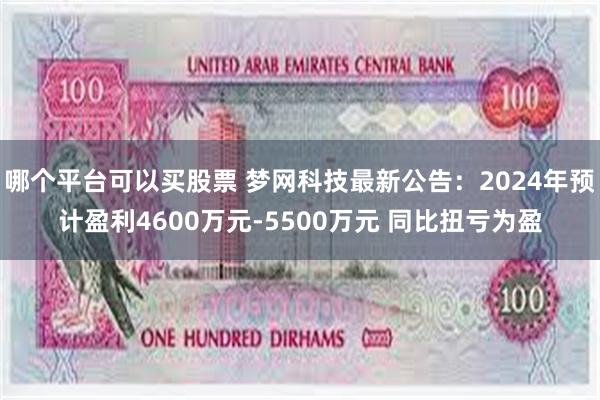 哪个平台可以买股票 梦网科技最新公告：2024年预计盈利4600万元-5500万元 同比扭亏为盈